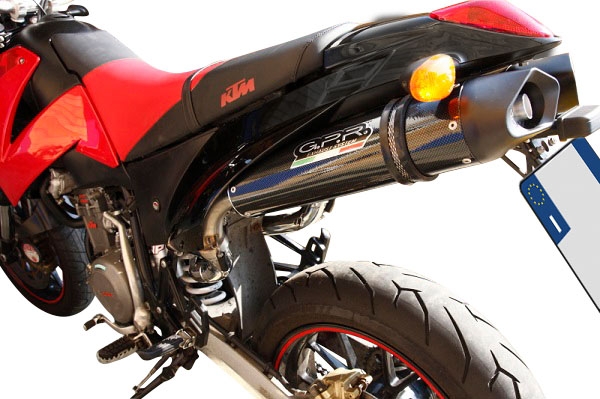 Scarico compatibile con Ktm Duke II 2000-2006, Furore Nero, Coppia di terminali di scarico omologati, forniti con db killer removibili e raccordi specifici