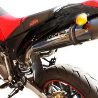 Scarico compatibile con Ktm Duke II 2000-2006, Furore Nero, Coppia di terminali di scarico omologati, forniti con db killer removibili e raccordi specifici