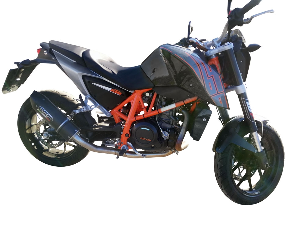 Scarico compatibile con Ktm Duke 690 2012-2016, Furore Evo4 Nero, Scarico omologato, silenziatore con db killer estraibile e raccordo specifico