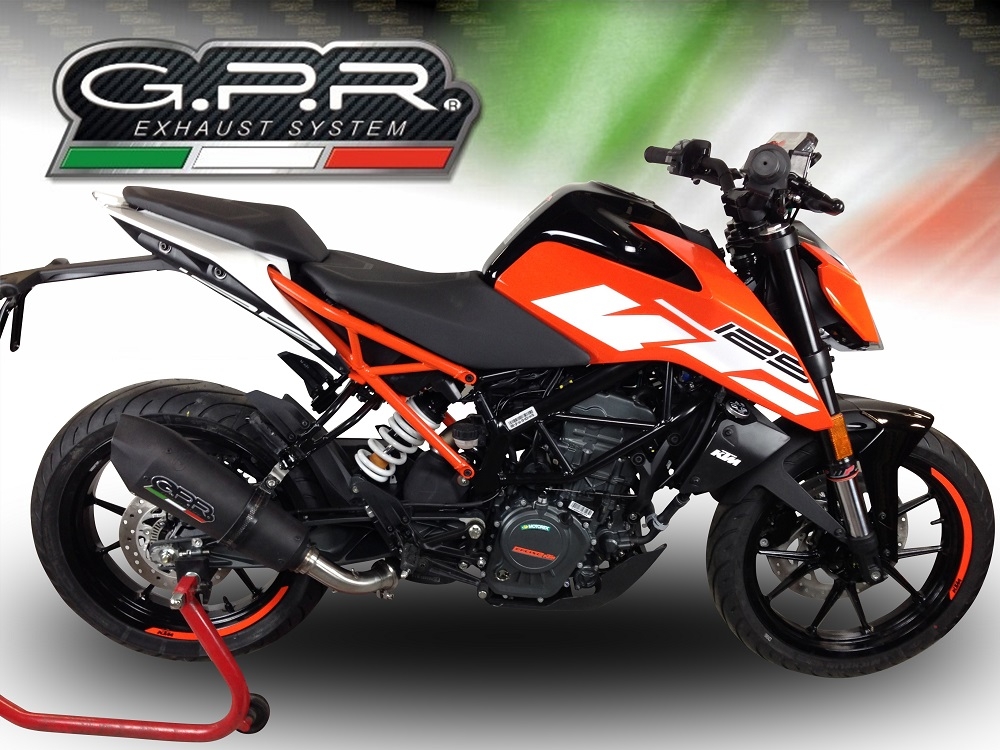 Exhaust compatible with Ktm Duke 390 2017-2020, GP Evo4 Black Titanium, Homologated legal slip-on exhaust including removable db killer and link pipe 