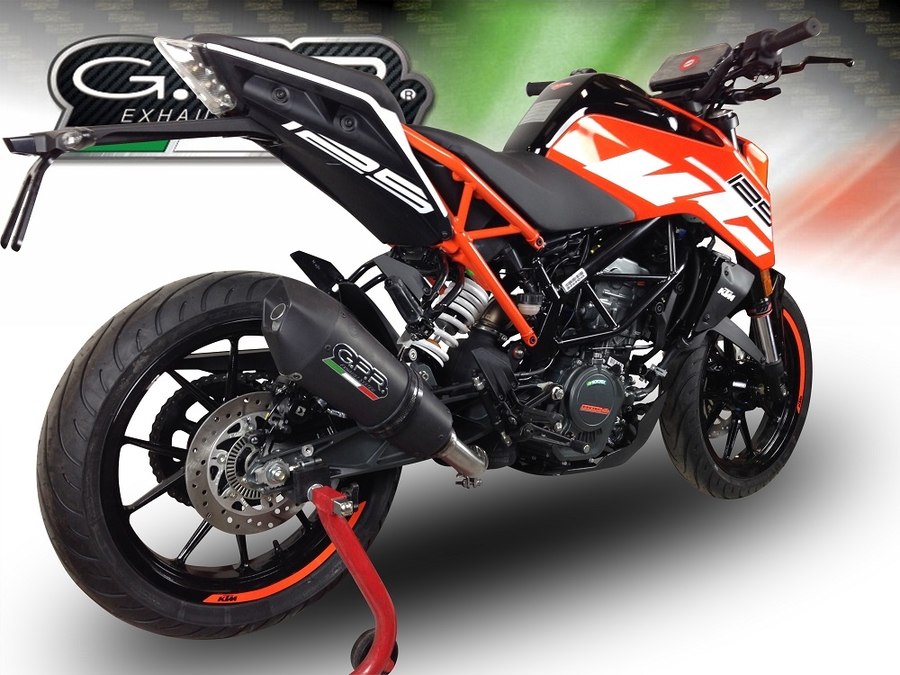 Exhaust compatible with Ktm Duke 390 2017-2020, GP Evo4 Black Titanium, Homologated legal slip-on exhaust including removable db killer and link pipe 