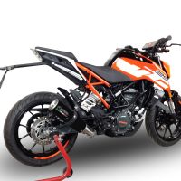 Exhaust system compatible with Ktm Duke 125 2017-2020, M3 Black Titanium, Homologated legal slip-on exhaust including removable db killer and link pipe 