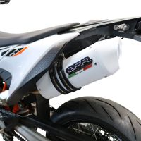 Scarico compatibile con Ktm Enduro 690 R 2021-2024, Albus Evo4, Terminale di scarico omologato, fornito con db killer estraibile, catalizzatore e raccordo specifico