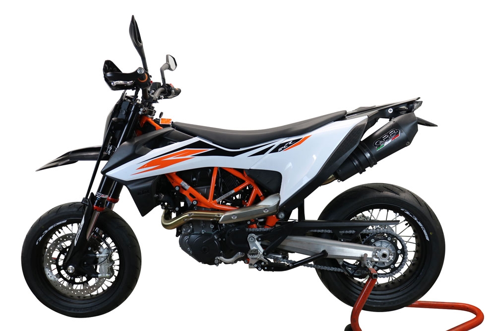 Exhaust compatible with Ktm Enduro 690 R 2019-2020, GP Evo4 Black Titanium, Homologated legal slip-on exhaust including removable db killer, link pipe and catalyst 