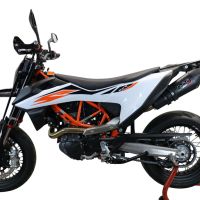 Exhaust compatible with Ktm Enduro 690 R 2019-2020, GP Evo4 Black Titanium, Homologated legal slip-on exhaust including removable db killer, link pipe and catalyst 