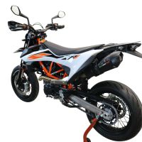 Exhaust system compatible with Ktm Enduro 690 R 2019-2020, GP Evo4 Black Titanium, Homologated legal slip-on exhaust including removable db killer, link pipe and catalyst 