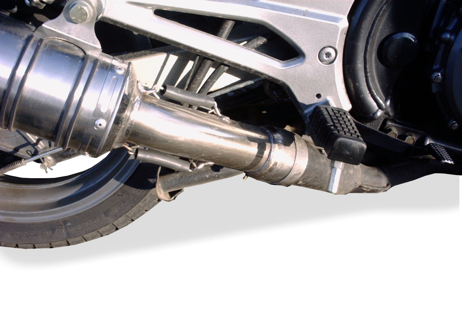 Exhaust compatible with Kawasaki ER 5 1996-2006, Trioval, Homologated legal slip-on exhaust including removable db killer and link pipe 