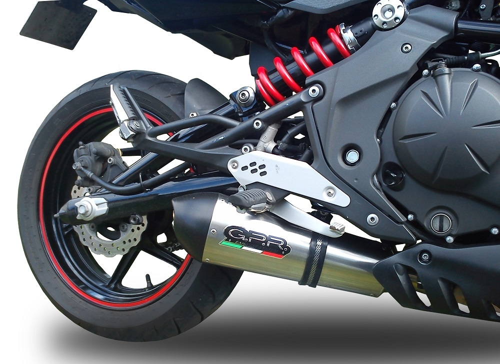 Exhaust system compatible with Kawasaki Versys 650 2006-2014, Gpe Ann. titanium, Homologated legal slip-on exhaust including removable db killer and link pipe 