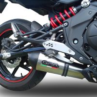 Exhaust system compatible with Kawasaki Versys 650 2006-2014, Gpe Ann. titanium, Homologated legal slip-on exhaust including removable db killer and link pipe 