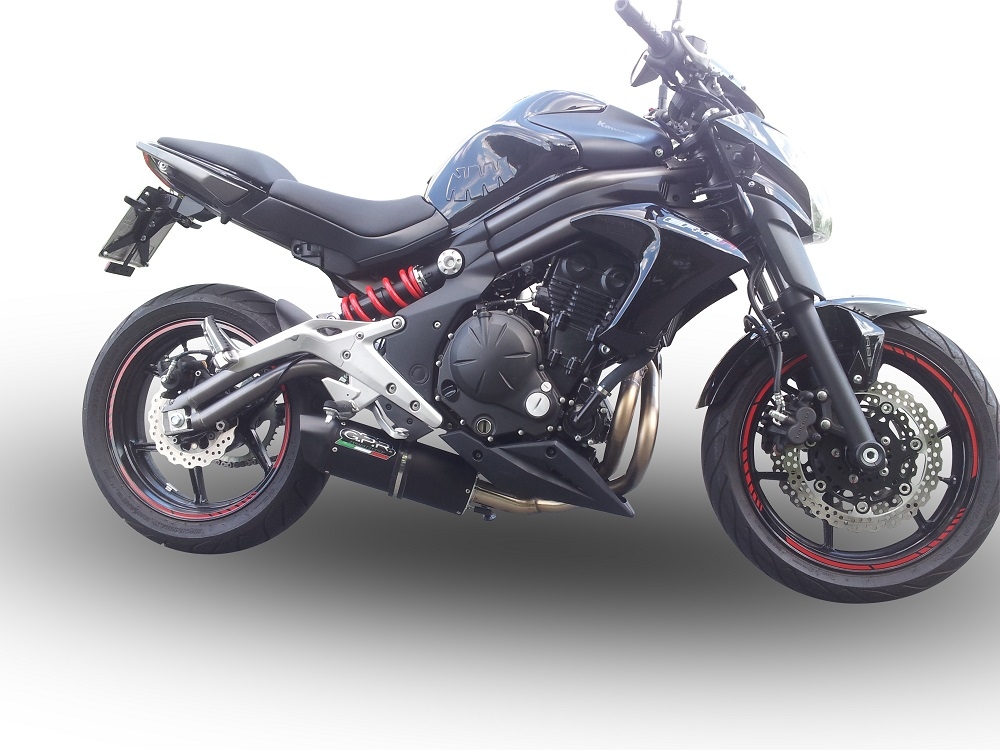 Scarico compatibile con Kawasaki Er 6 N - F 2012-2016, Furore Nero, Scarico completo omologato,fornito con db killer estraibile e collettore