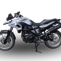 Scarico compatibile con Bmw F 700 Gs 2016-2018, Furore Evo4 Nero, Scarico omologato, silenziatore con db killer estraibile e raccordo specifico