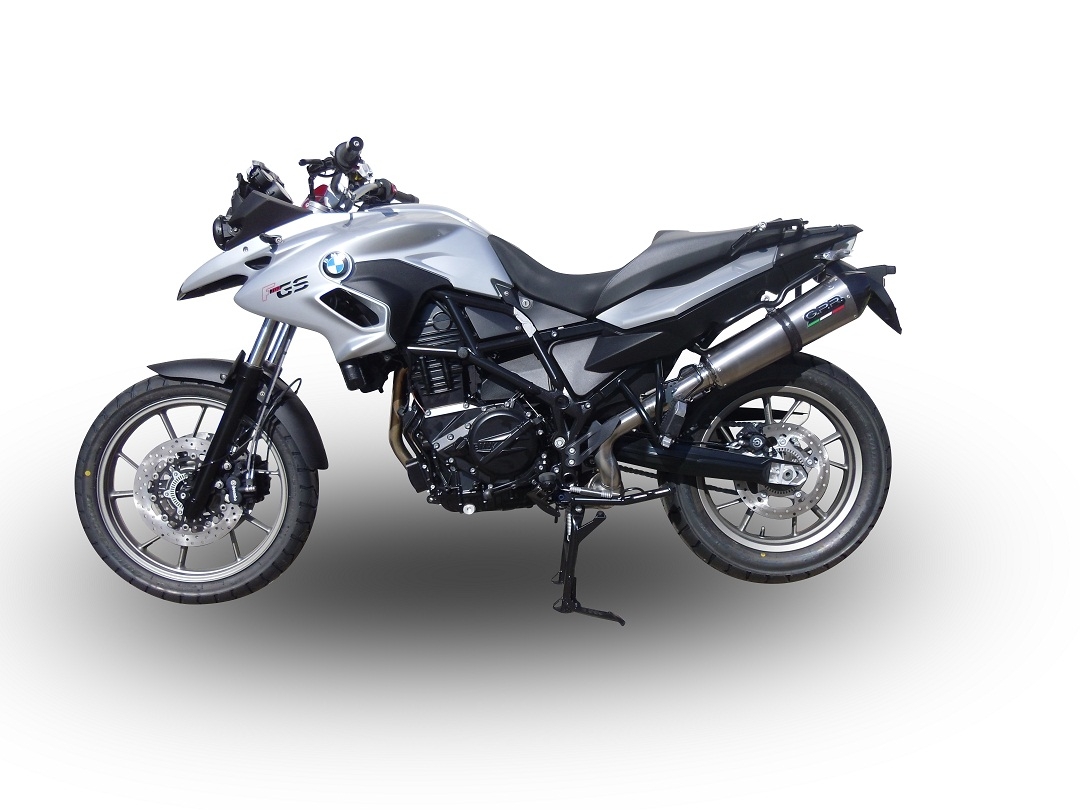 Exhaust system compatible with Bmw F 700 Gs 2016-2018, GP Evo4 Poppy, Homologated legal slip-on exhaust including removable db killer and link pipe 