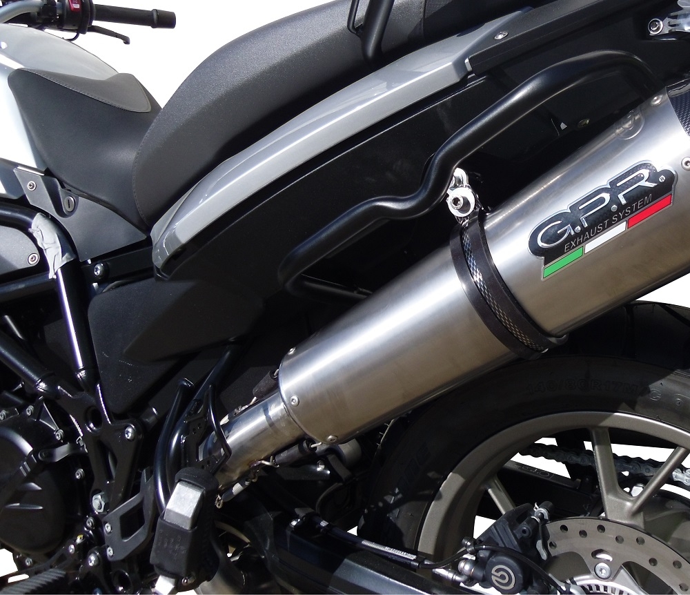 Exhaust compatible with Bmw F 700 Gs 2011-2015, Gpe Ann. titanium, Homologated legal slip-on exhaust including removable db killer and link pipe 
