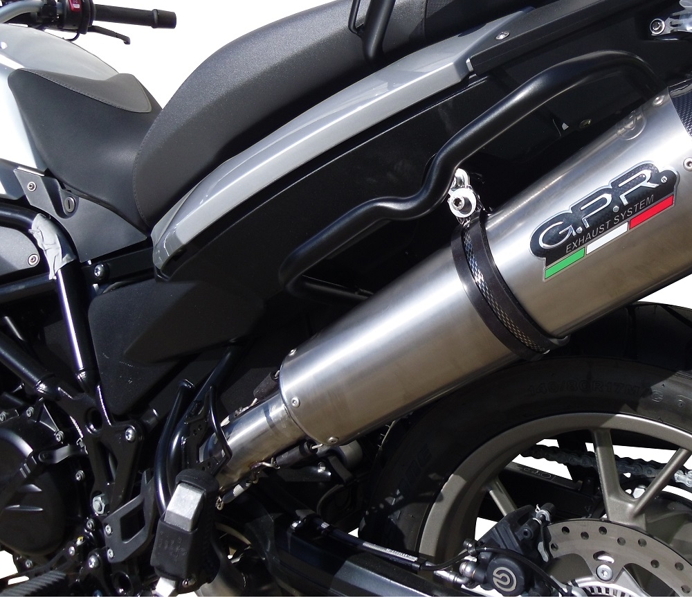 Exhaust system compatible with Bmw F 700 Gs 2016-2018, GP Evo4 Poppy, Homologated legal slip-on exhaust including removable db killer and link pipe 