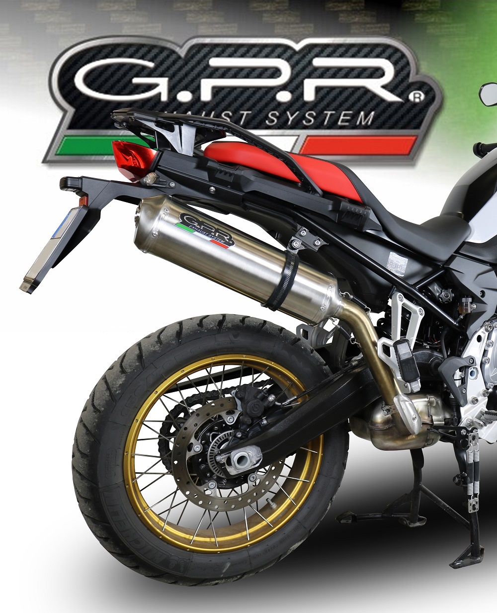 Scarico compatibile con Bmw F 750 Gs 2018-2020, Satinox, Scarico omologato, silenziatore con db killer estraibile e raccordo specifico