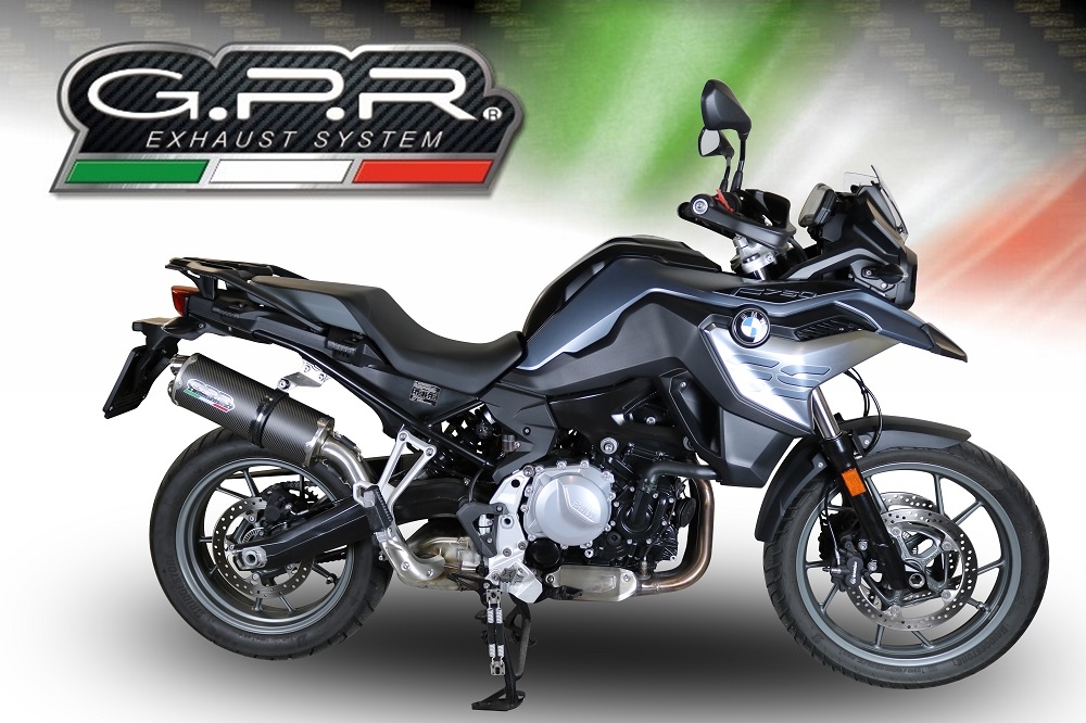 Scarico compatibile con Bmw F 750 Gs 2021-2024, Dual Poppy, Scarico omologato, silenziatore con db killer estraibile e raccordo specifico