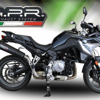 Exhaust system compatible with Bmw F 750 Gs 2018-2020, GP Evo4 Black Titanium, Homologated legal slip-on exhaust including removable db killer and link pipe 