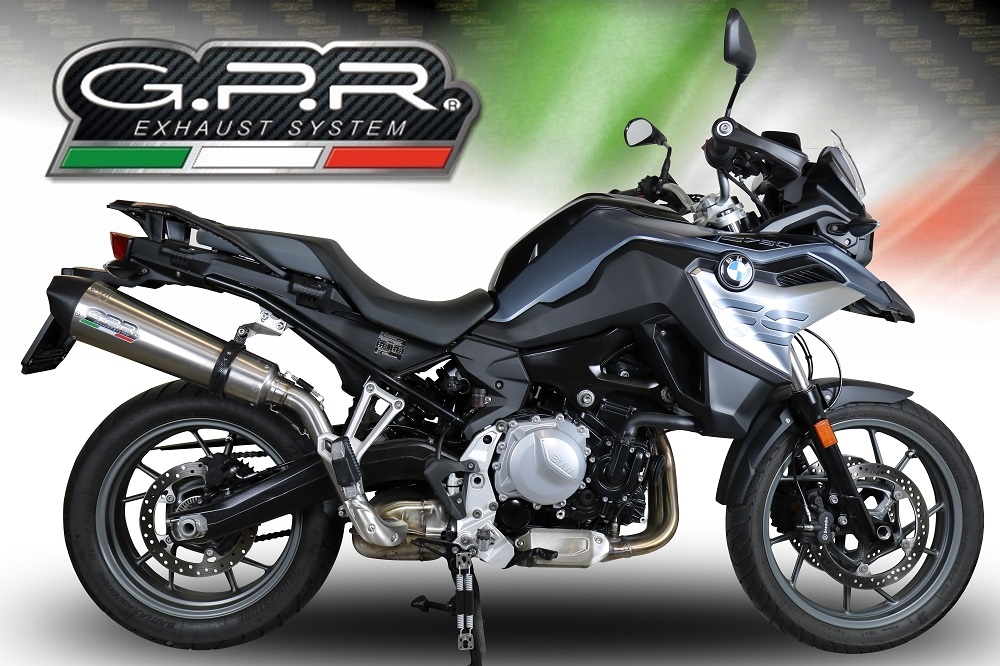 Scarico compatibile con Bmw F 750 Gs 2018-2020, GP Evo4 Titanium, Scarico omologato, silenziatore con db killer estraibile e raccordo specifico
