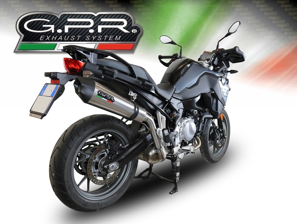 Scarico compatibile con Bmw F 750 Gs 2018-2020, GP Evo4 Titanium, Scarico omologato, silenziatore con db killer estraibile e raccordo specifico