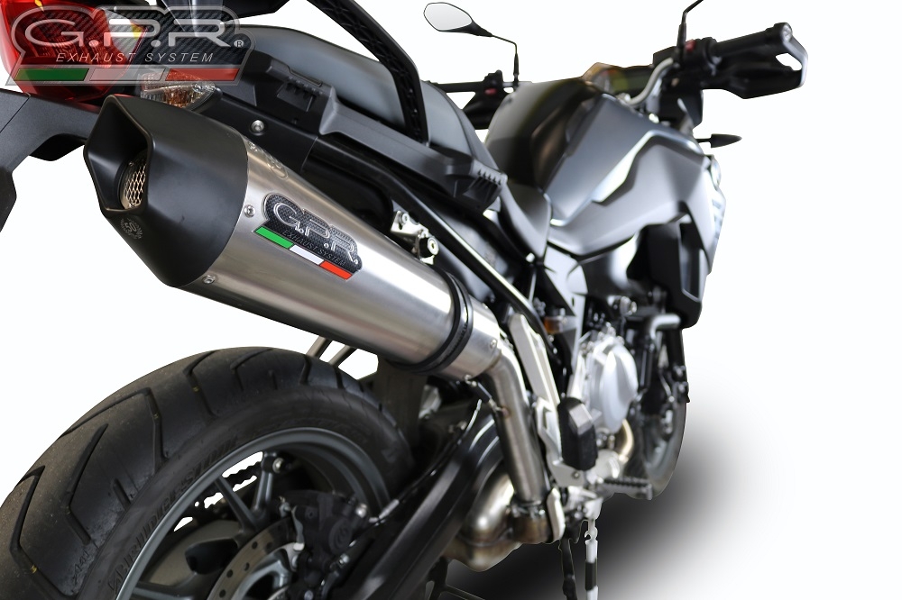 Scarico compatibile con Bmw F 750 Gs 2018-2020, GP Evo4 Titanium, Scarico omologato, silenziatore con db killer estraibile e raccordo specifico