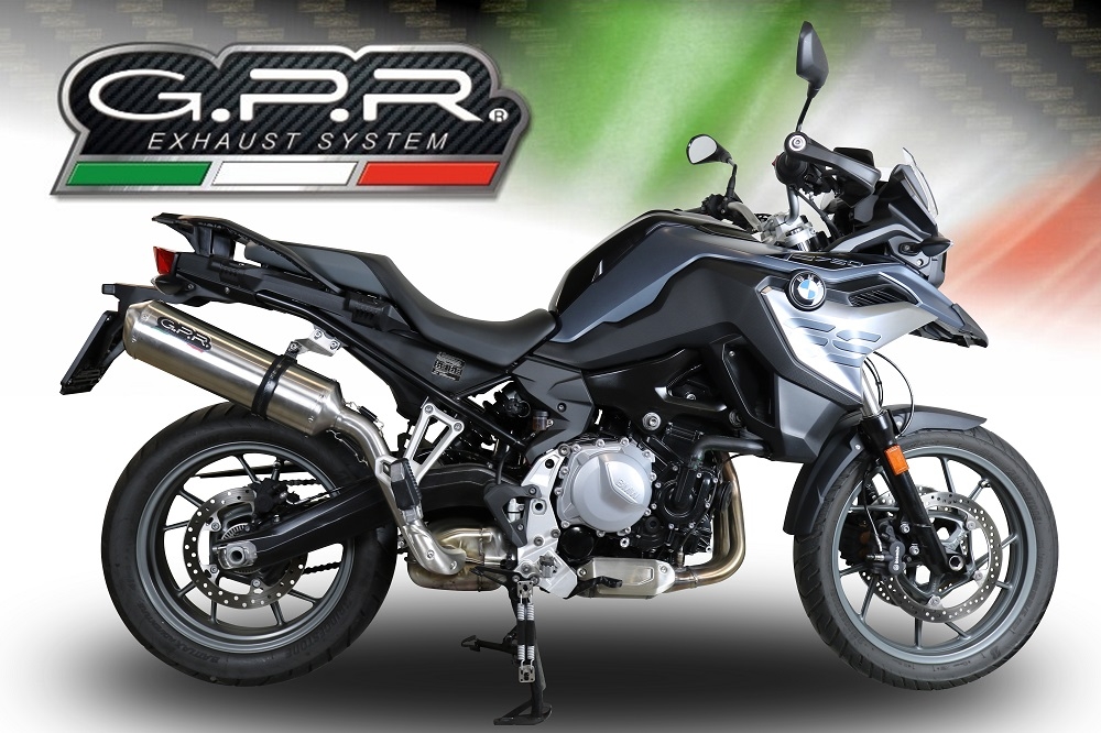 Scarico compatibile con Bmw F 750 Gs 2018-2020, Satinox, Scarico omologato, silenziatore con db killer estraibile e raccordo specifico