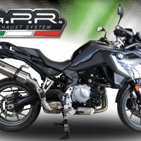 Scarico compatibile con Bmw F 750 Gs 2018-2020, Satinox, Scarico omologato, silenziatore con db killer estraibile e raccordo specifico