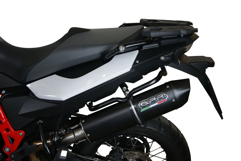 Exhaust system compatible with Bmw F 800 Gs 2008-2015, Furore Nero, Homologated legal slip-on exhaust including removable db killer and link pipe 