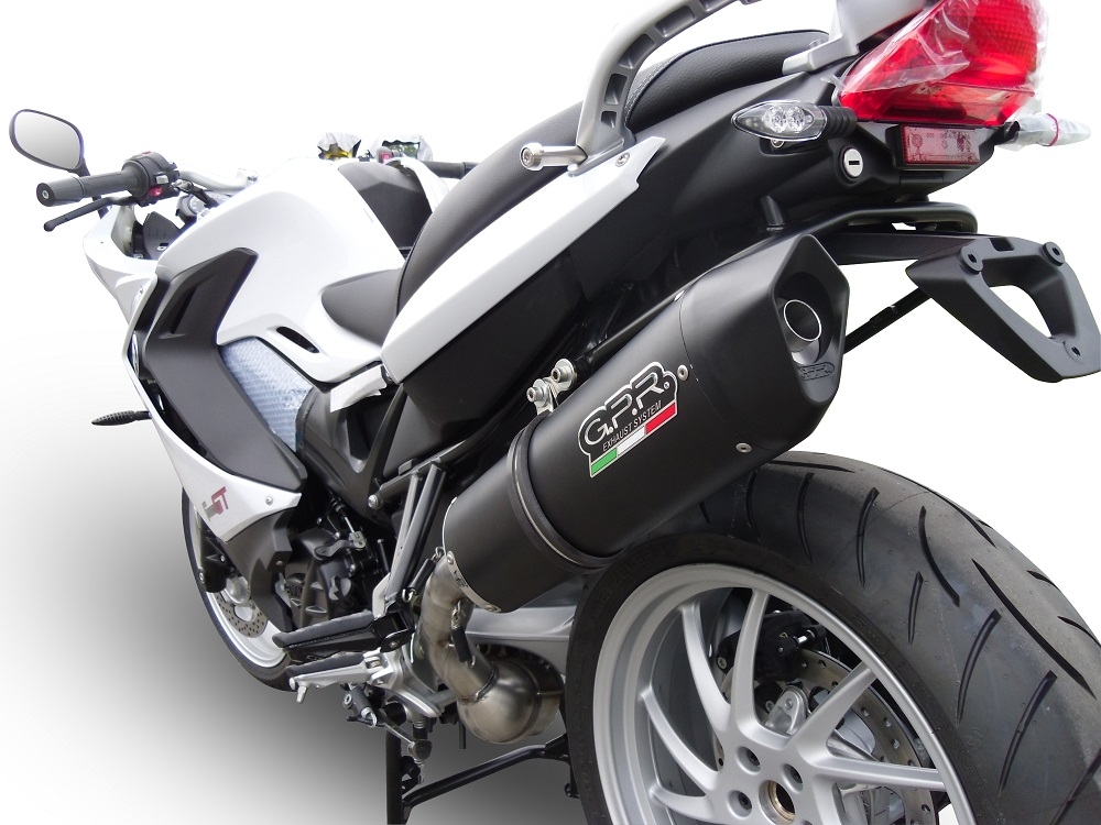 Exhaust compatible with Bmw F 800 Gt 2012-2016, Furore Nero, Homologated legal slip-on exhaust including removable db killer and link pipe 
