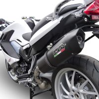 Exhaust compatible with Bmw F 800 Gt 2012-2016, Furore Nero, Homologated legal slip-on exhaust including removable db killer and link pipe 