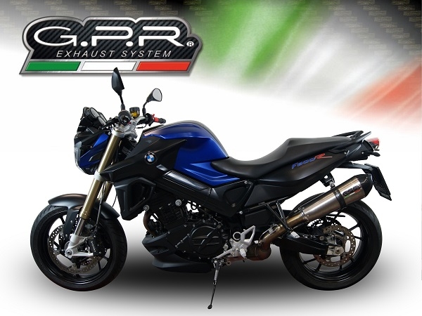 Scarico compatibile con Bmw F 800 R 2017-2019, GP Evo4 Titanium, Scarico omologato, silenziatore con db killer estraibile e raccordo specifico