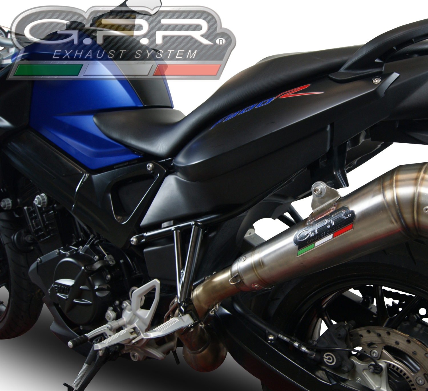 Exhaust system compatible with Bmw F 800 R 2009-2014, Powercone Evo, Homologated legal slip-on exhaust including removable db killer and link pipe 