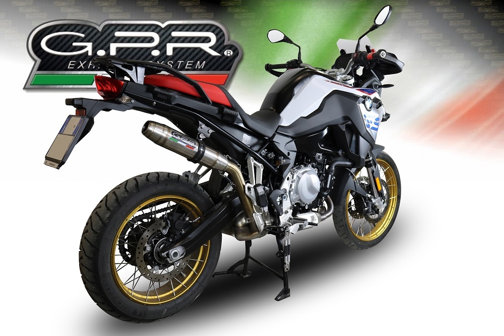 Scarico compatibile con Bmw F 850 Gs -Adventure 2018-2020, Deeptone Inox, Scarico omologato, silenziatore con db killer estraibile e raccordo specifico