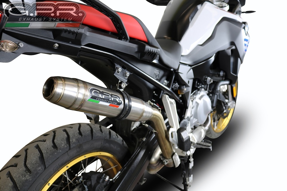 Scarico compatibile con Bmw F 850 Gs -Adventure 2018-2020, Deeptone Inox, Scarico omologato, silenziatore con db killer estraibile e raccordo specifico