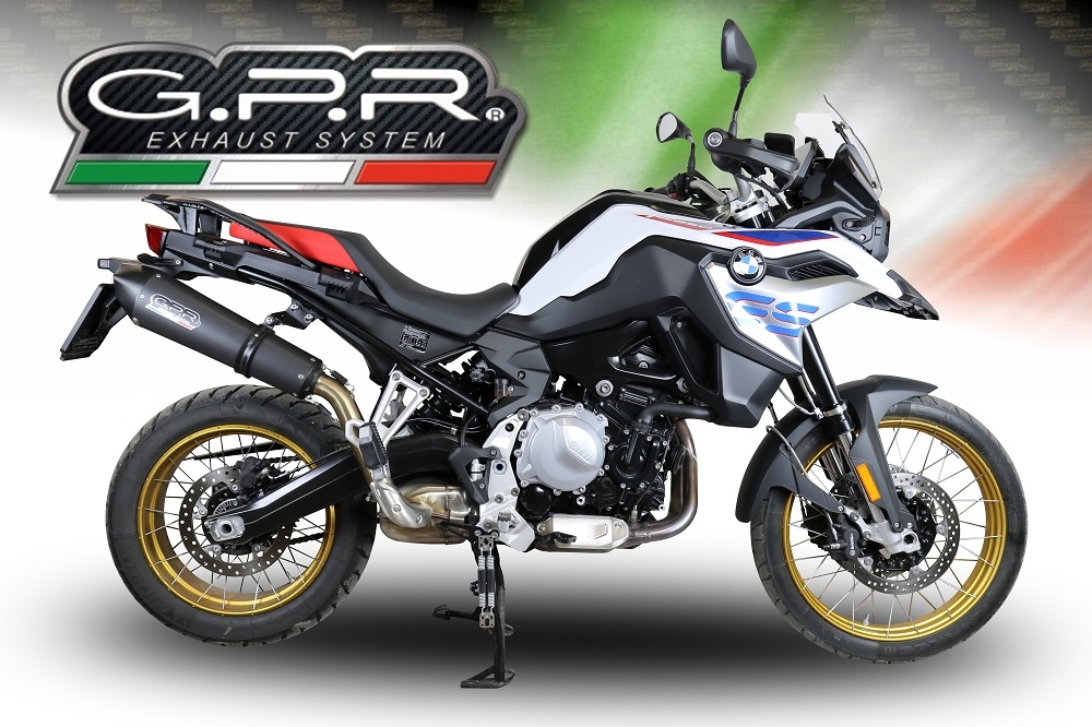 Exhaust system compatible with Bmw F 850 Gs - Adventure 2018-2020, GP Evo4 Black Titanium, Homologated legal slip-on exhaust including removable db killer and link pipe 