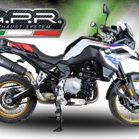 Exhaust system compatible with Bmw F 850 Gs - Adventure 2021-2024, GP Evo4 Black Titanium, Homologated legal slip-on exhaust including removable db killer and link pipe 