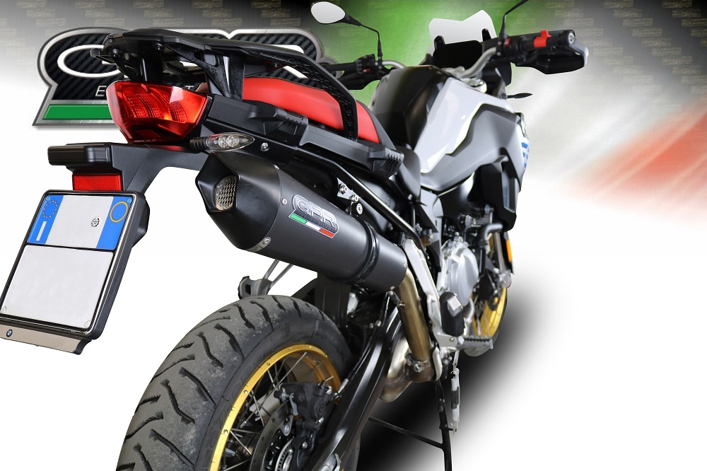 Exhaust system compatible with Bmw F 850 Gs - Adventure 2021-2024, GP Evo4 Black Titanium, Homologated legal slip-on exhaust including removable db killer and link pipe 
