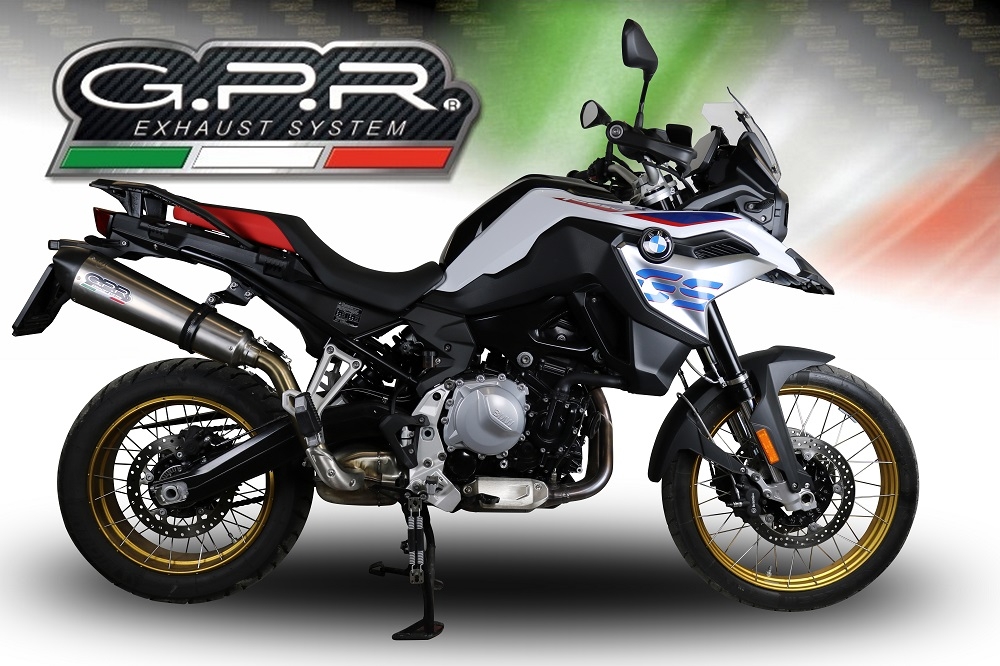 Scarico compatibile con Bmw F 800 Gs 2024-2025, GP Evo4 Titanium, Scarico omologato, silenziatore con db killer estraibile e raccordo specifico