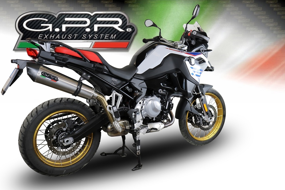 Scarico compatibile con Bmw F 800 Gs 2024-2025, GP Evo4 Titanium, Scarico omologato, silenziatore con db killer estraibile e raccordo specifico
