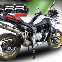 Exhaust system compatible with Bmw F 850 Gs - Adventure 2018-2020, M3 Titanium Natural, Homologated legal slip-on exhaust including removable db killer and link pipe 