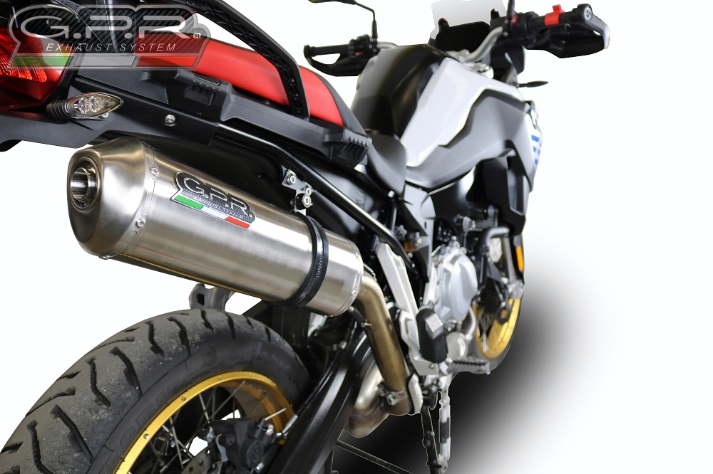 Scarico compatibile con Bmw F 850 Gs -Adventure 2018-2020, Satinox , Scarico omologato, silenziatore con db killer estraibile e raccordo specifico