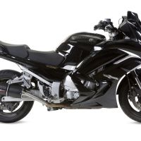 Scarico compatibile con Yamaha Fjr 1300 2006-2016, Furore Nero, Coppia di terminali di scarico omologati, forniti con db killer removibile, catalizzatori e raccordi specifici
