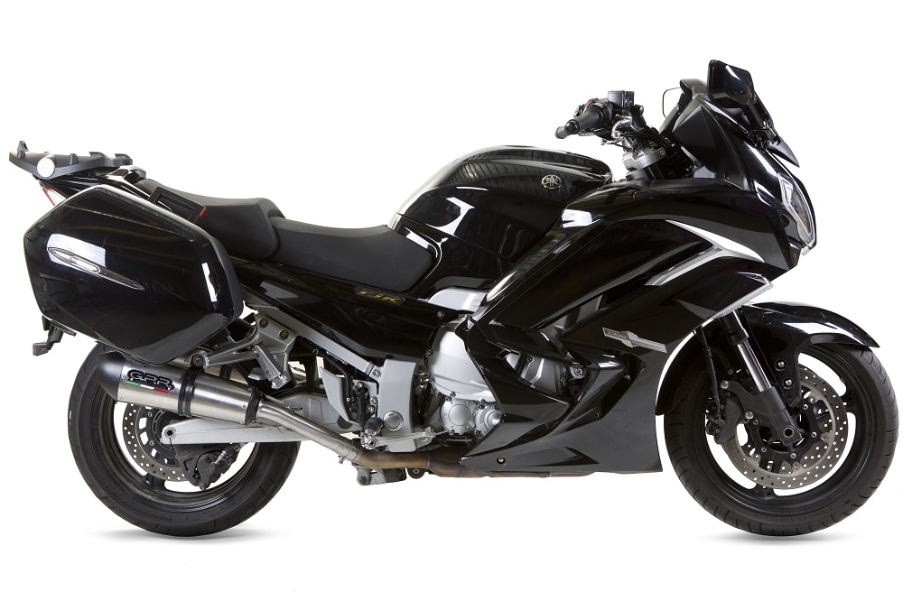 Scarico compatibile con Yamaha Fjr 1300 2017-2020, GP Evo4 Titanium, Coppia di terminali di scarico omologati, forniti con db killer removibile, catalizzatori e raccordi specifici