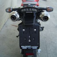 Scarico compatibile con Honda Fmx 650 2005-2008, Inox Tondo, Coppia di terminali di scarico omologati, forniti con db killer removibili e raccordi specifici