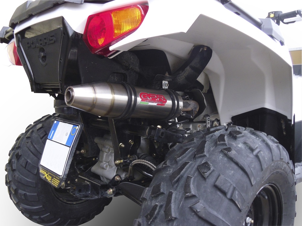 Exhaust system compatible with Polaris Predator 500 2003-2010, Deeptone Atv, Homologated legal full system exhaust, including removable db killer 