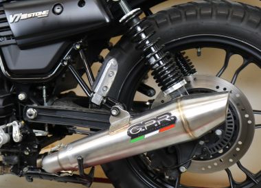 Scarico compatibile con Moto Guzzi V7 III Special-Stone-Carbon 2017-2018, Vintacone, Scarico completo racing,fornito con collettore specifico, non legale per uso stradale
