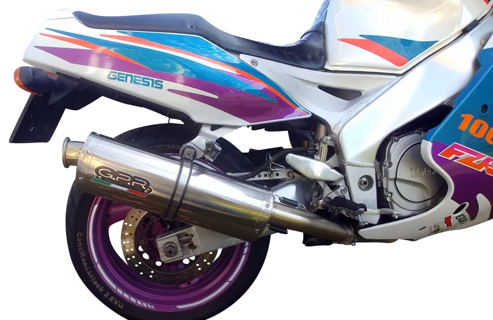 Scarico compatibile con Yamaha Fzr 1000 Ex-Up 1989-1990, Trioval, Scarico omologato, silenziatore con db killer estraibile e raccordo specifico