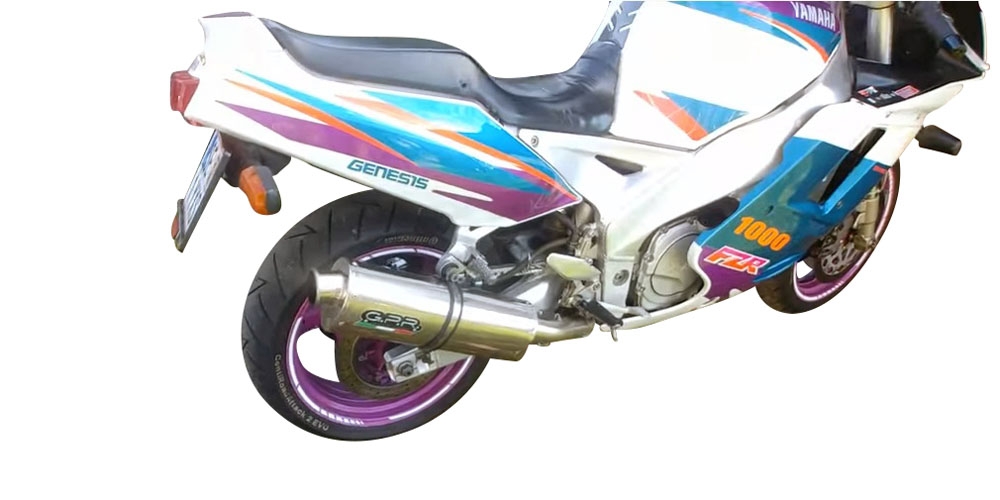 Scarico compatibile con Yamaha Fzr 1000 Ex-Up 1989-1990, Trioval, Scarico omologato, silenziatore con db killer estraibile e raccordo specifico