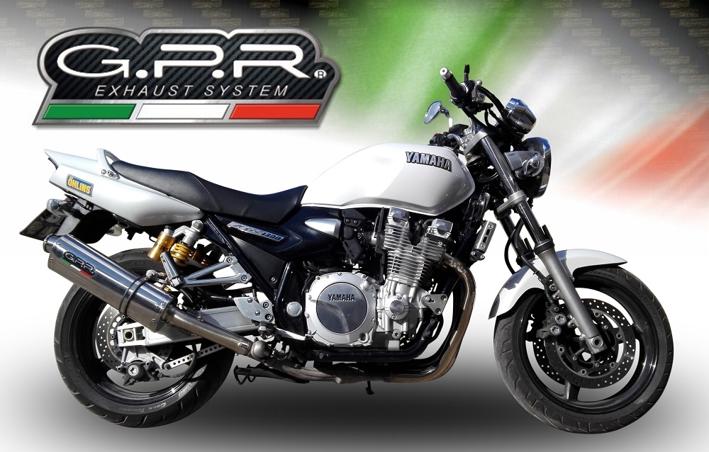 Scarico compatibile con Yamaha Xjr 1300 2007-2017, Trioval, Scarico omologato, silenziatore con db killer estraibile e raccordo specifico