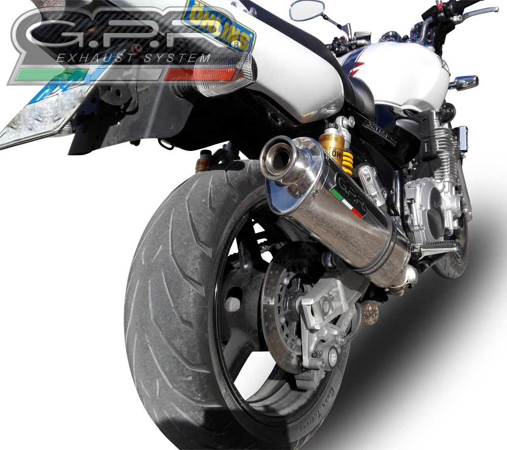 Scarico compatibile con Yamaha Xjr 1300 2007-2017, Trioval, Scarico omologato, silenziatore con db killer estraibile e raccordo specifico