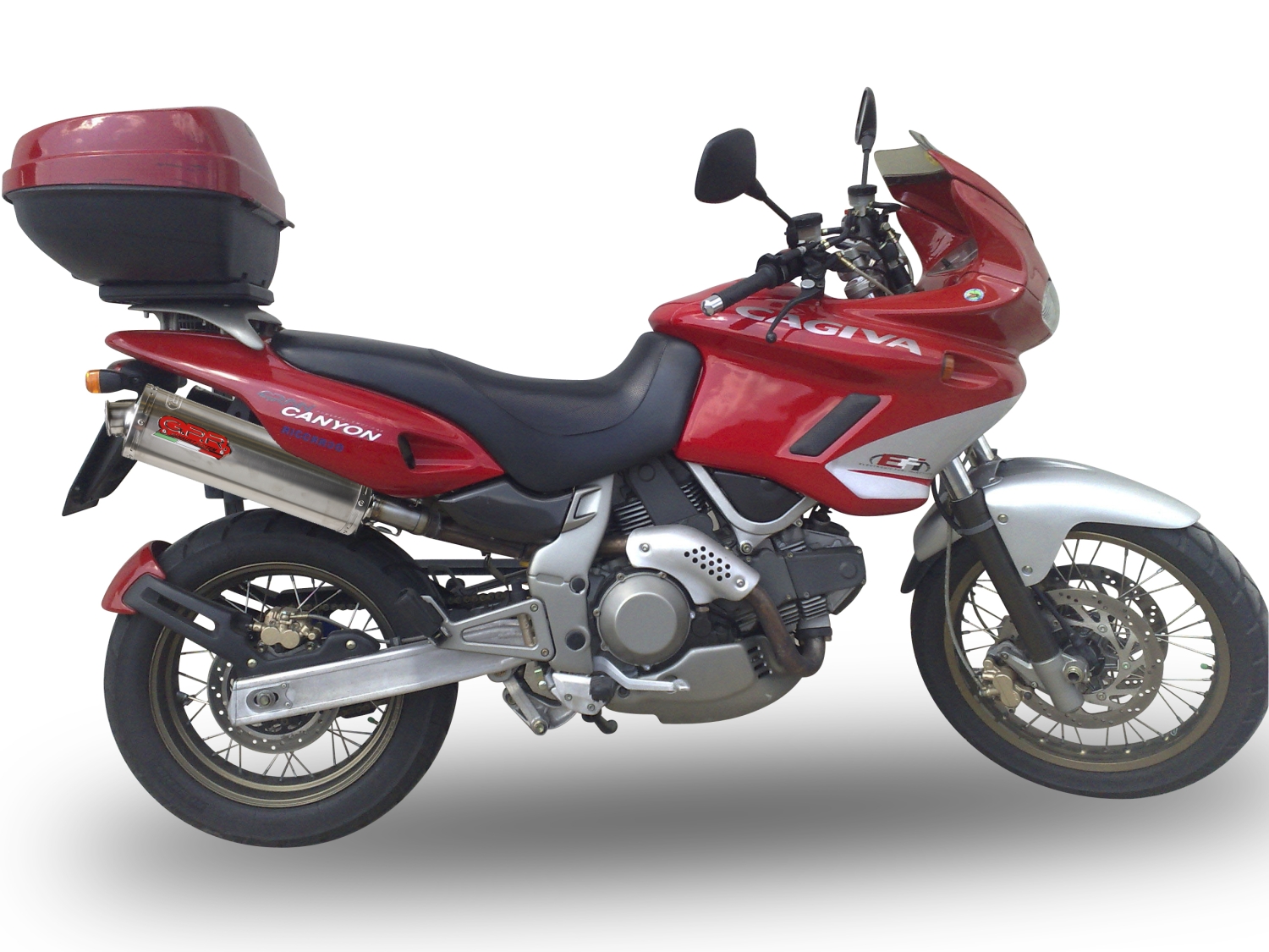 Scarico compatibile con Cagiva Gran Canyon 1998-2000, Trioval, Coppia di terminali di scarico omologati, forniti con db killer removibili e raccordi specifici